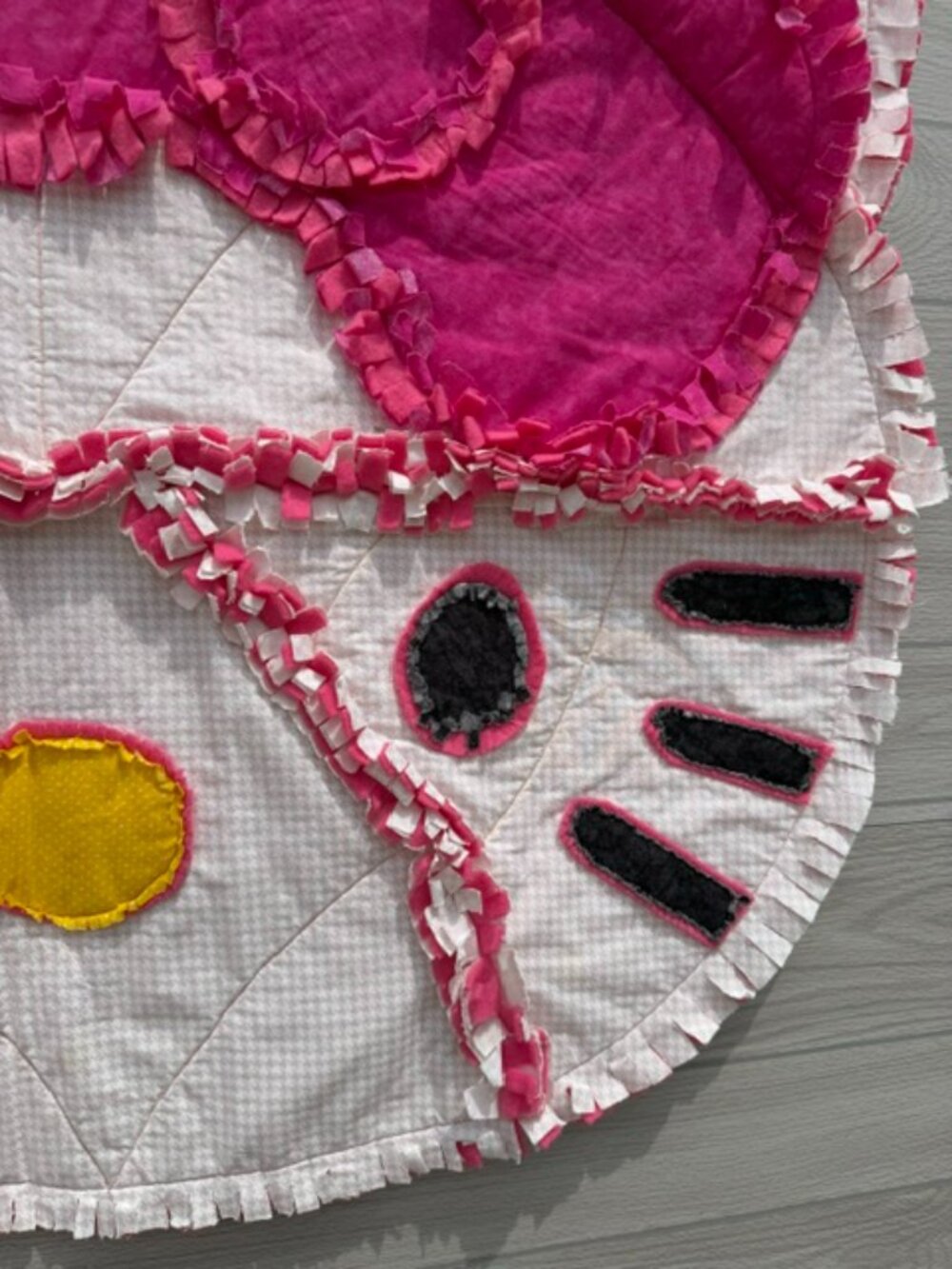 Homemade Small Hello Kitty Pink, White & Black Rag Quilt - Picture 4 of 10